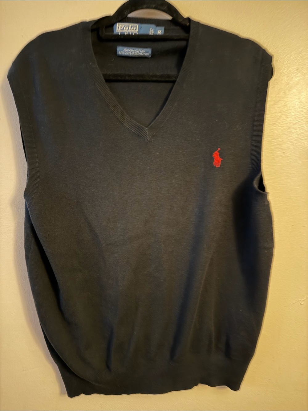 Polo by Ralph Lauren Black V-Neck Sweater Vest with Red Pony